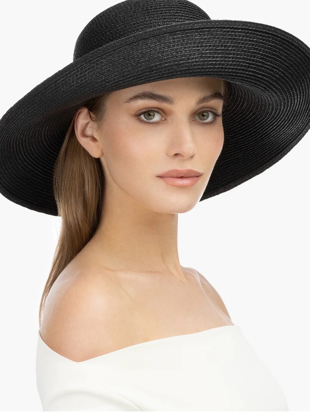 Hampton Straw Packable Black Wide-Brim Sun Hat by Eric Javits - Picture 6 of 10